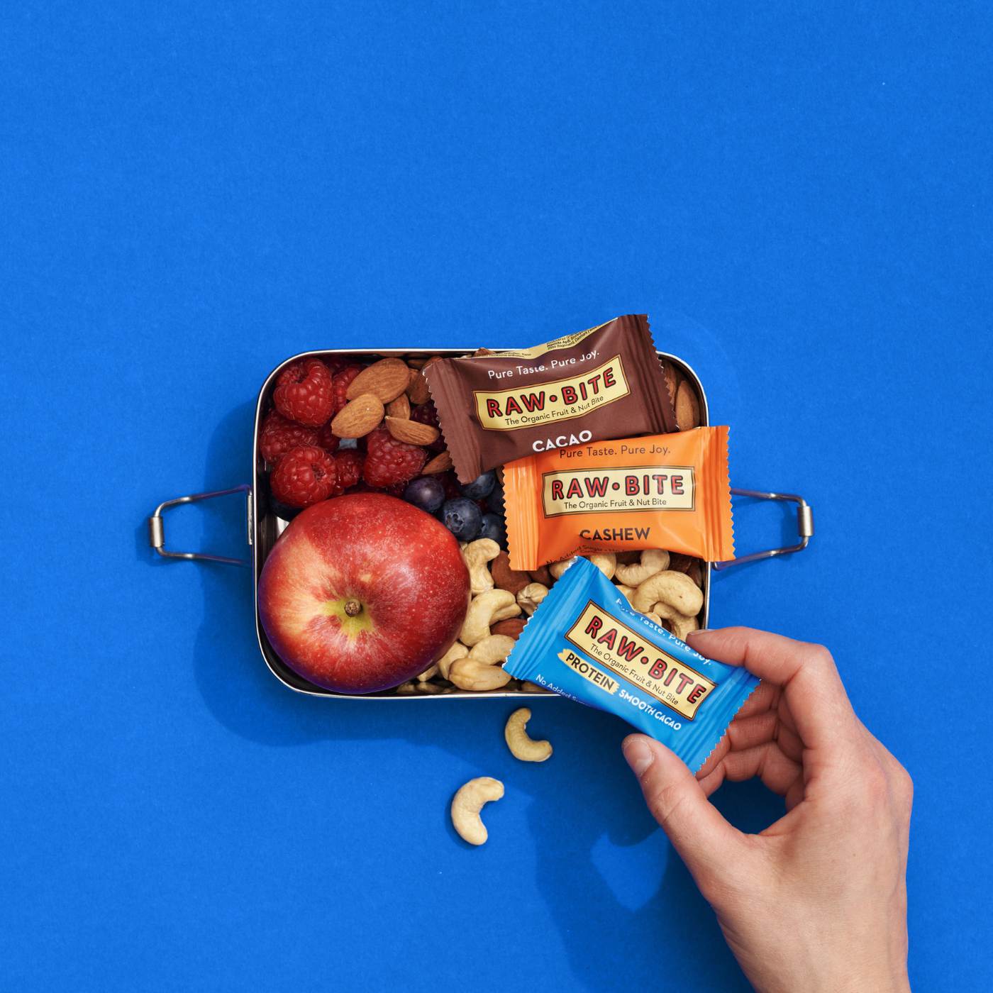 Lunchbox mit mini RAWBITEs, frucht und Nüsse