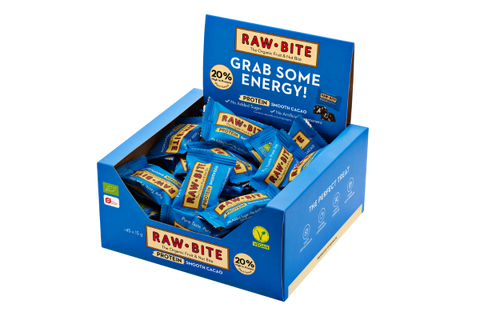 RAWBITE Protein Smooth Cacao Office Box open